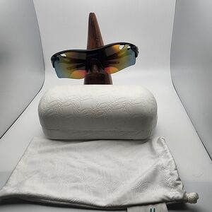 Oakley Radarlock Black & Red Sunglasses, Case, & Dust Bag